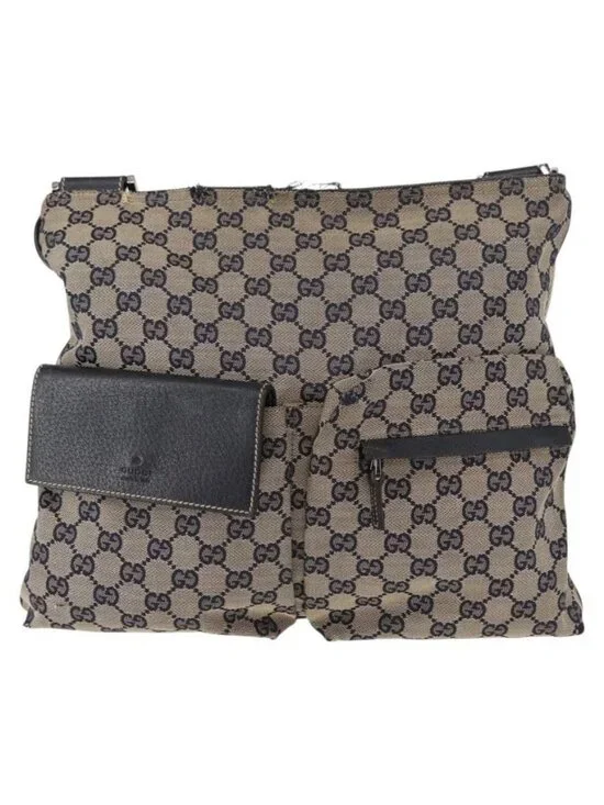 Authentic GUCCI GG Canvas Sherry Line Shoulder Bag Navy Red 169937 - Picture 5 of 16